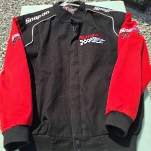 Snap-on Men’s Lightweight Black and Red Racing Jacket Size Medium Ovet Sized